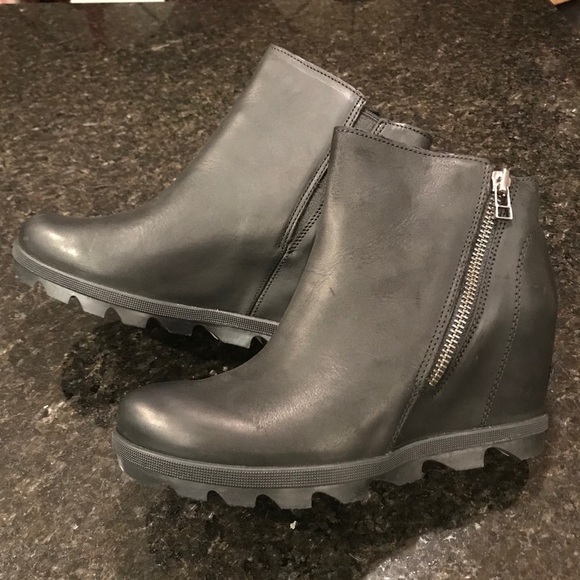 New Sorel Joan of Arctic Wedge II Zip Bootie Black - Picture 14 of 15